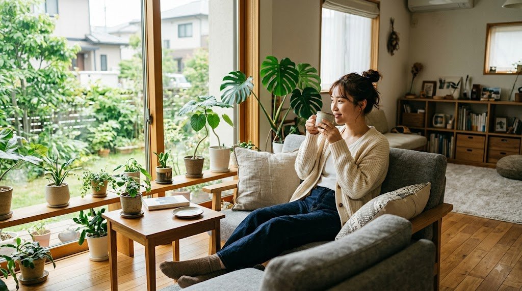 リビングでくつろいでいるイメージ
