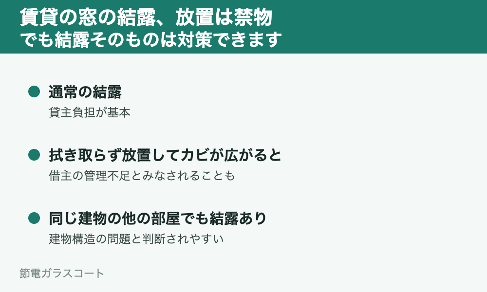 賃貸の窓の結露、放置は禁物。結露対策を。