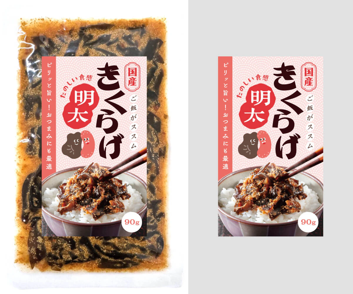 国産きくらげ明太の商品ラベル