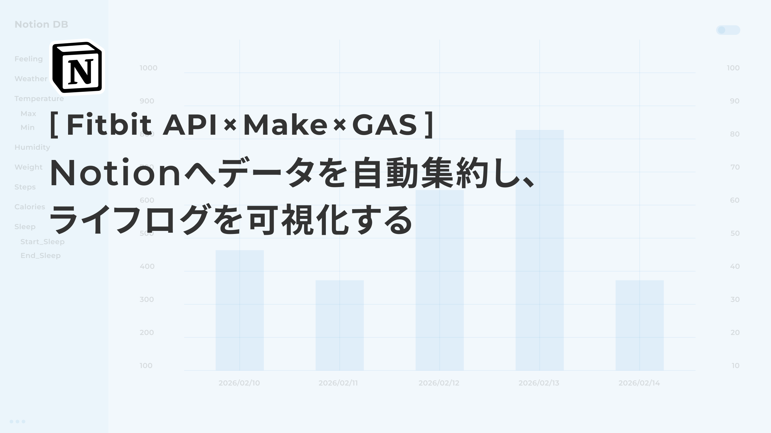 【Fitbit API × Make × GAS】Notionへデータを自動集約し、ライフログを可視化する