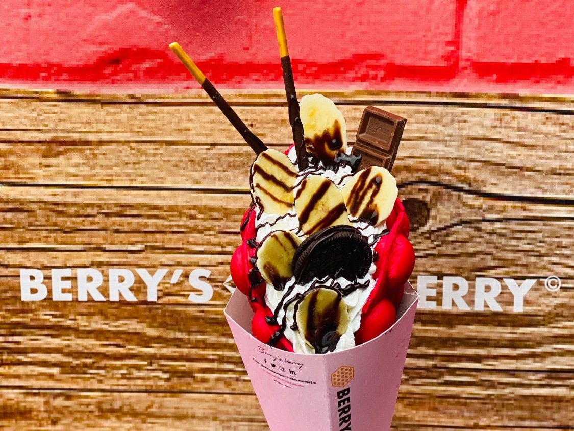 赤いバブルワッフル