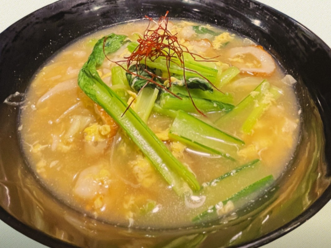 東京産小松菜たっぷりの海鮮かき玉素麺(東京産小松菜使用)