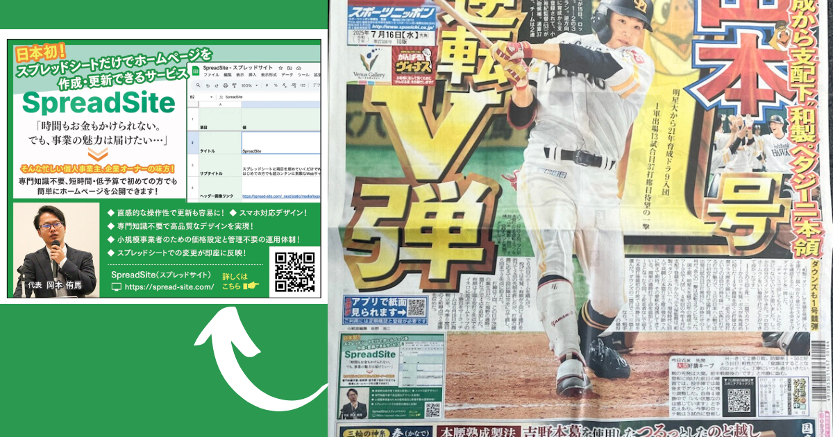 スポーツニッポン新聞の表紙に掲載されました！（西部本社版）