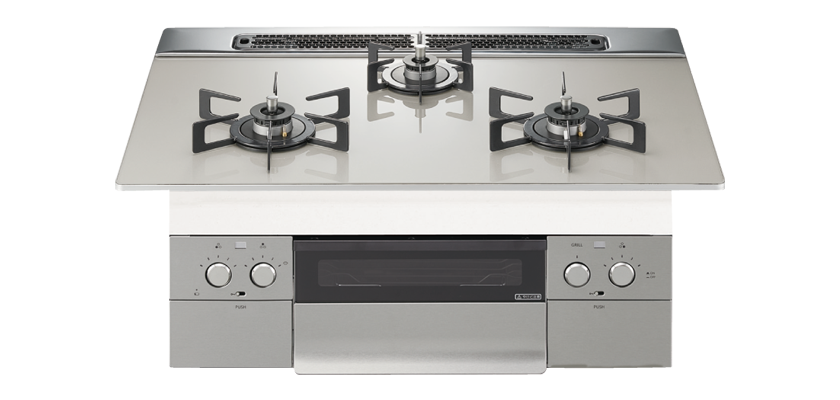 ムーンシルバーガラストップ メタリックシルバーフェイス 3口