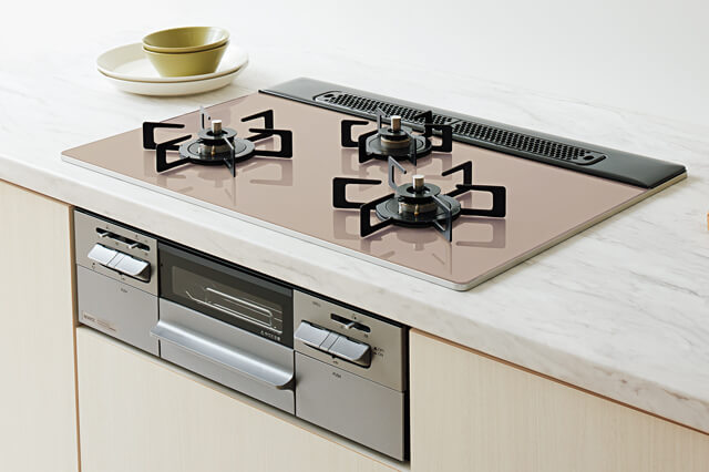 シルバーピンクガラストップ メタリックシルバーフェイス