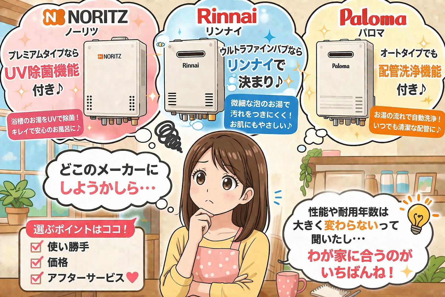 給湯器メーカーの選び方