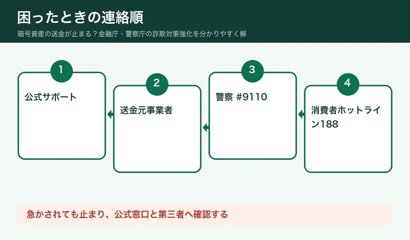 送金が止まったときの確認手順の図解