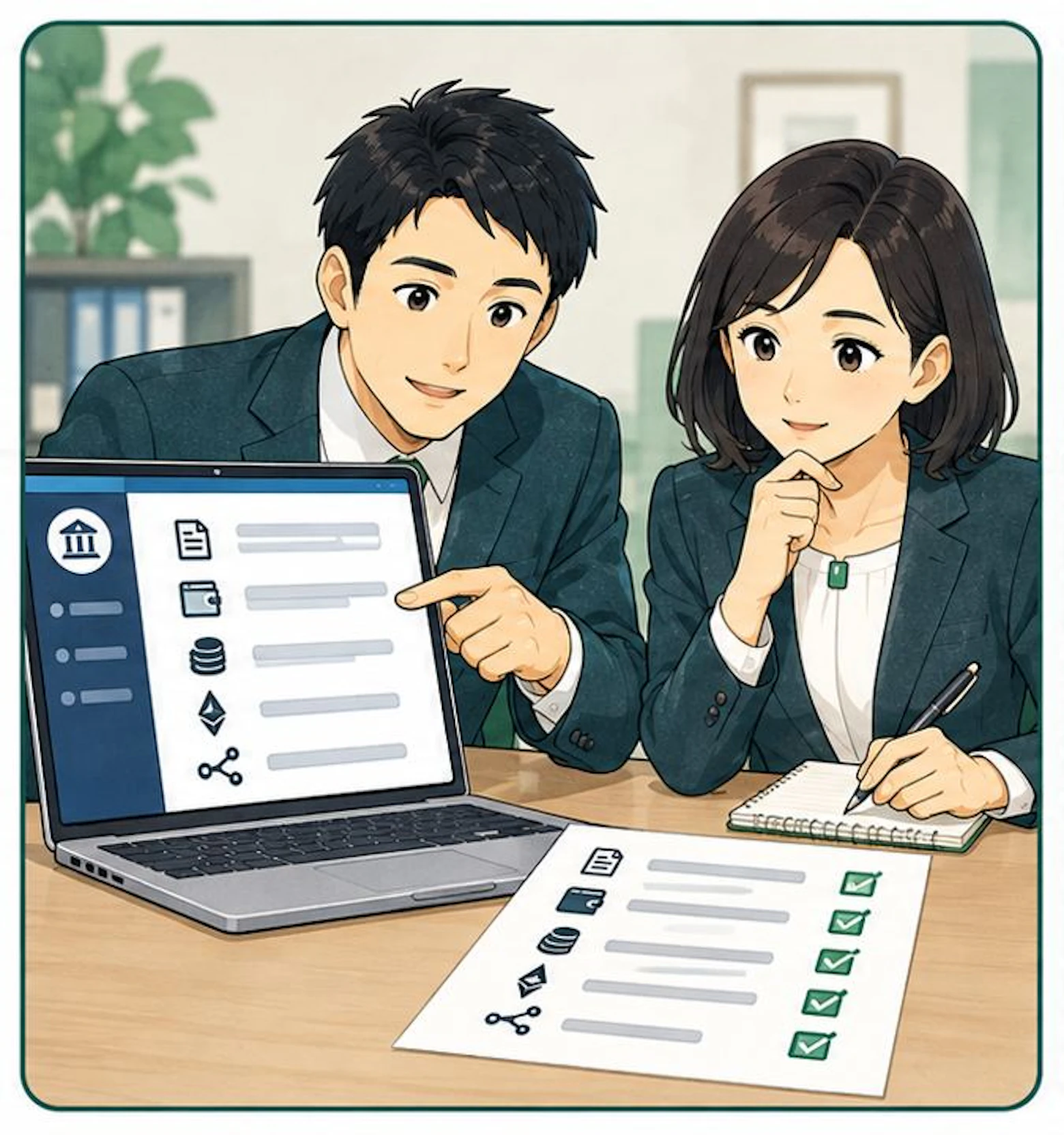 取引履歴から報告項目を抽出する場面