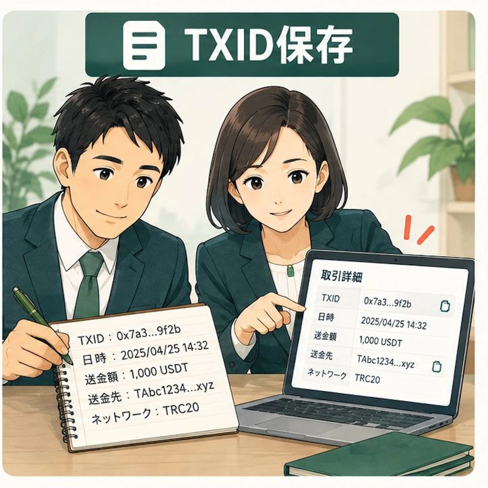 USDT送金要求の独自解説イラスト