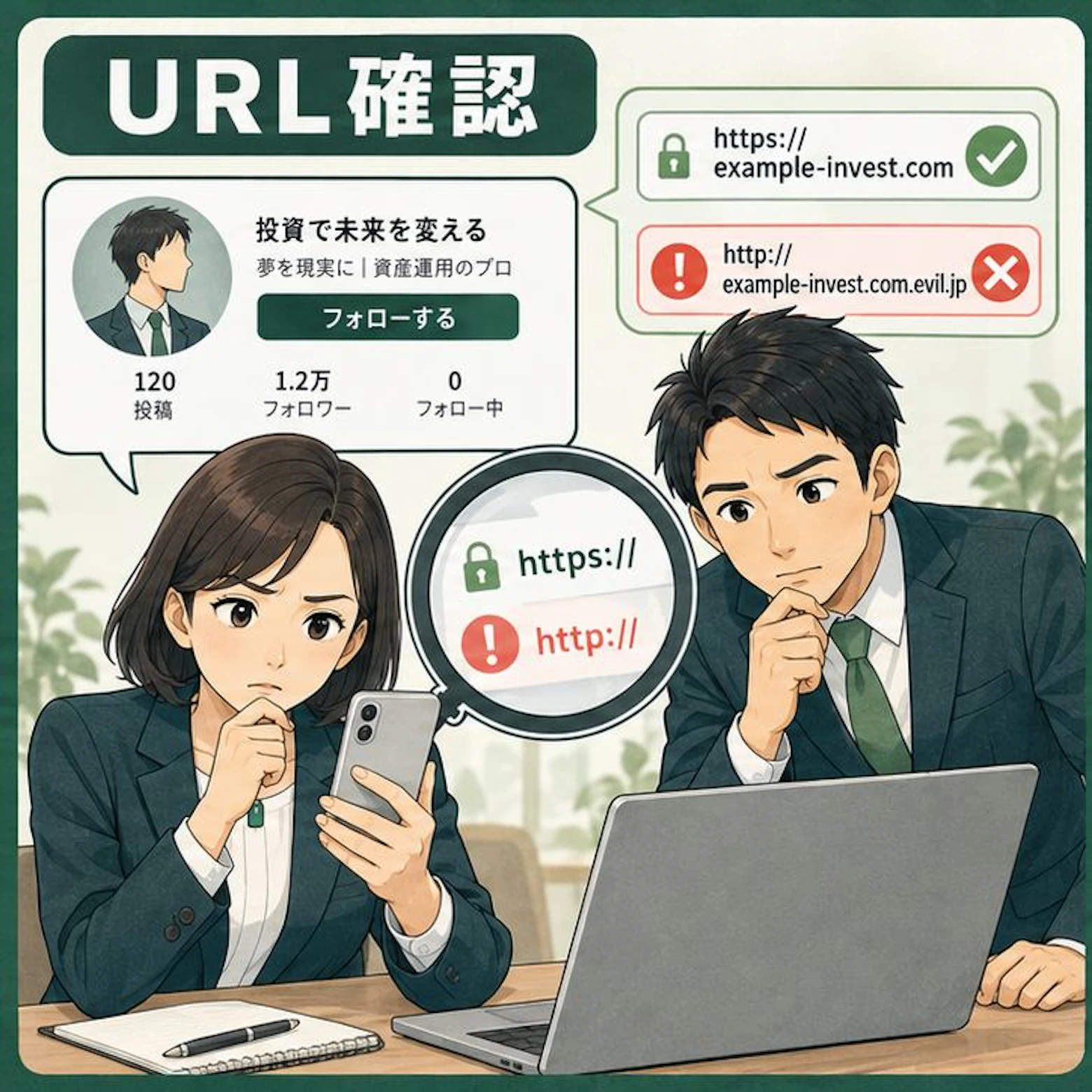 Instagram投資詐欺の独自解説イラスト