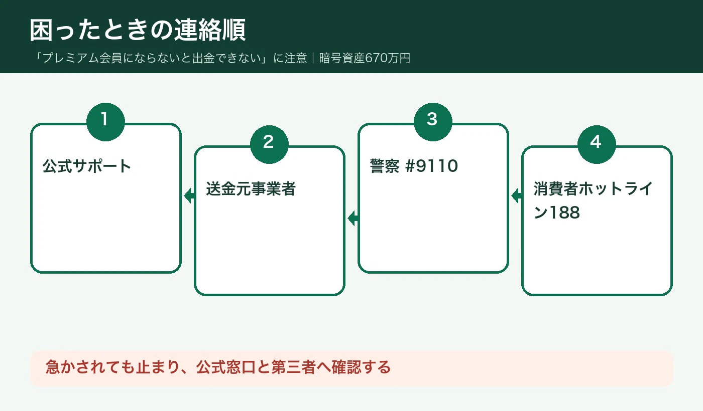 被害に気づいたら保存するものの図解