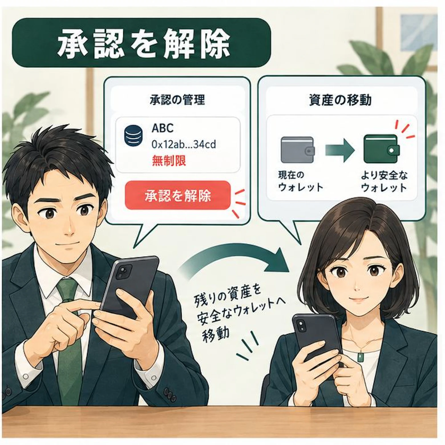 ウォレット接続詐欺の独自解説イラスト