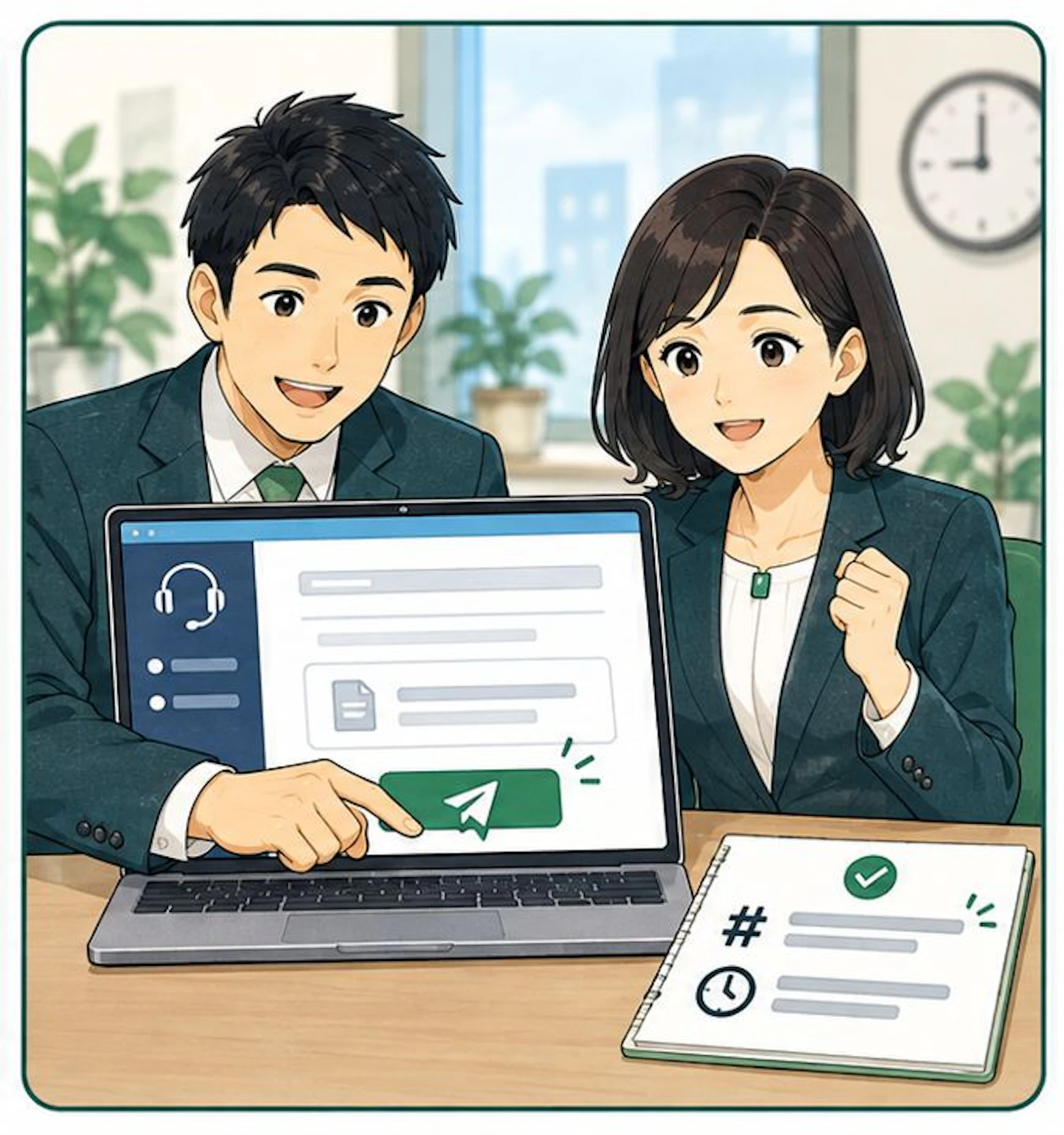 公式窓口へ送り受付番号を保存する場面