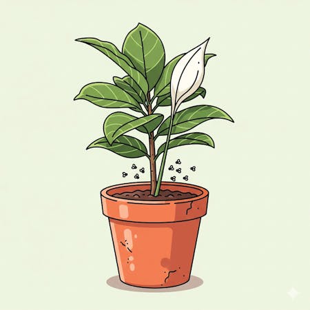 コバエが飛ぶ観葉植物の鉢植え