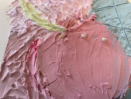 1日乾燥させた後のテクスチャアート。ヒビが入ってしまった様子