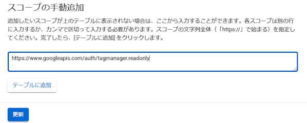 tagmanager.readonly スコープを追加する