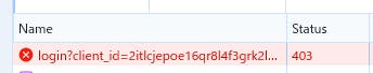 開発者ツールでログイン画面レスポンスを確認。403が返ってきている
