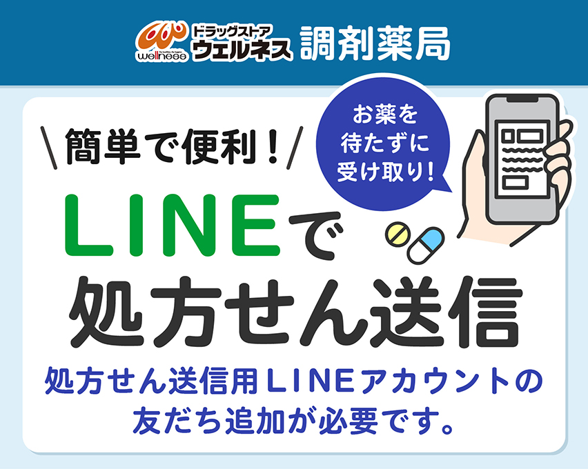 お薬を待たずに受け取り！事前予約で待ち時間短縮！LINEで処方せん送信！