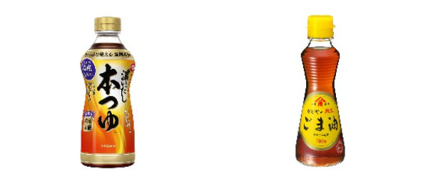 使用商品：キッコーマン 濃いだし 本つゆ 500ml、かどや製油 金印純正ごま油 200g