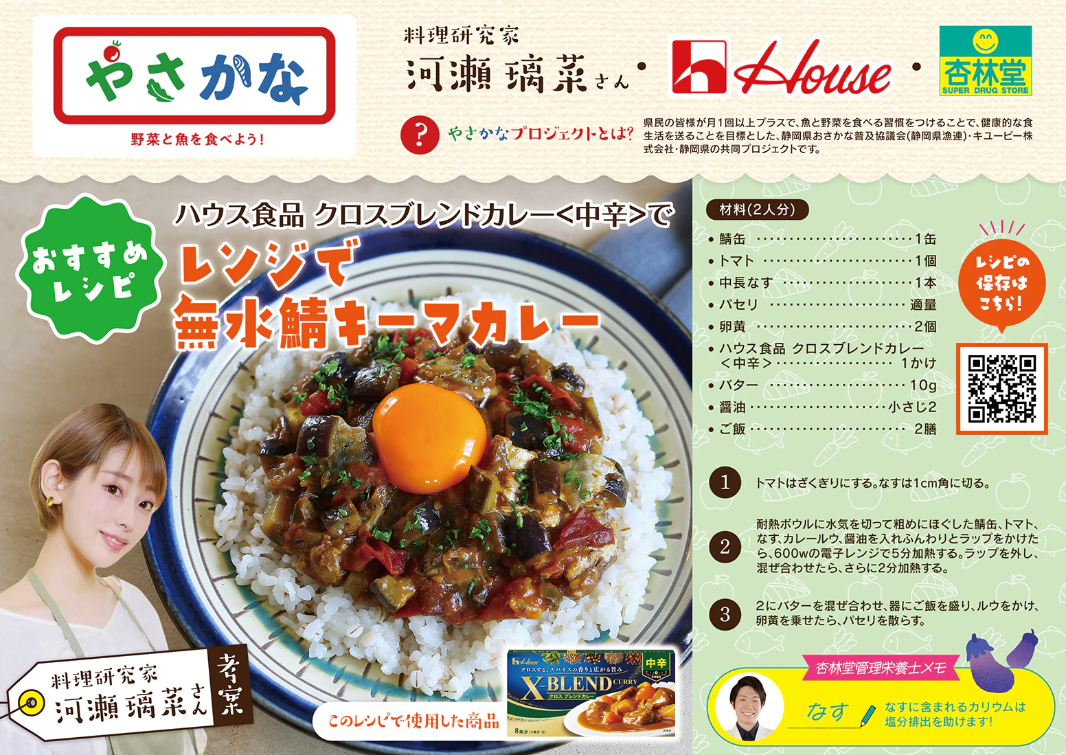 【やさかなレシピ】レンジで無水鯖キーマカレー