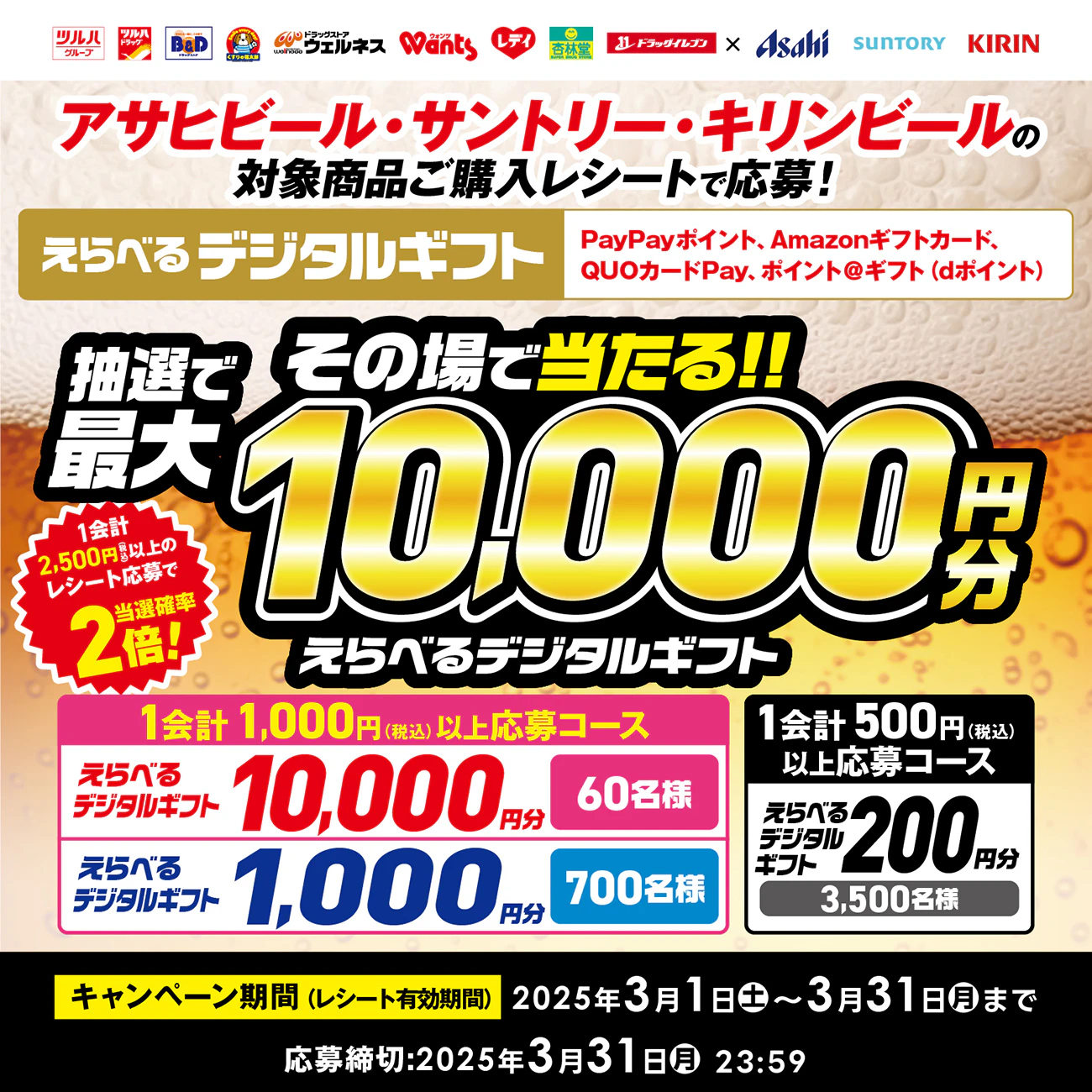 その場で当たる！抽選で最大10,000円分えらべるデジタルギフト