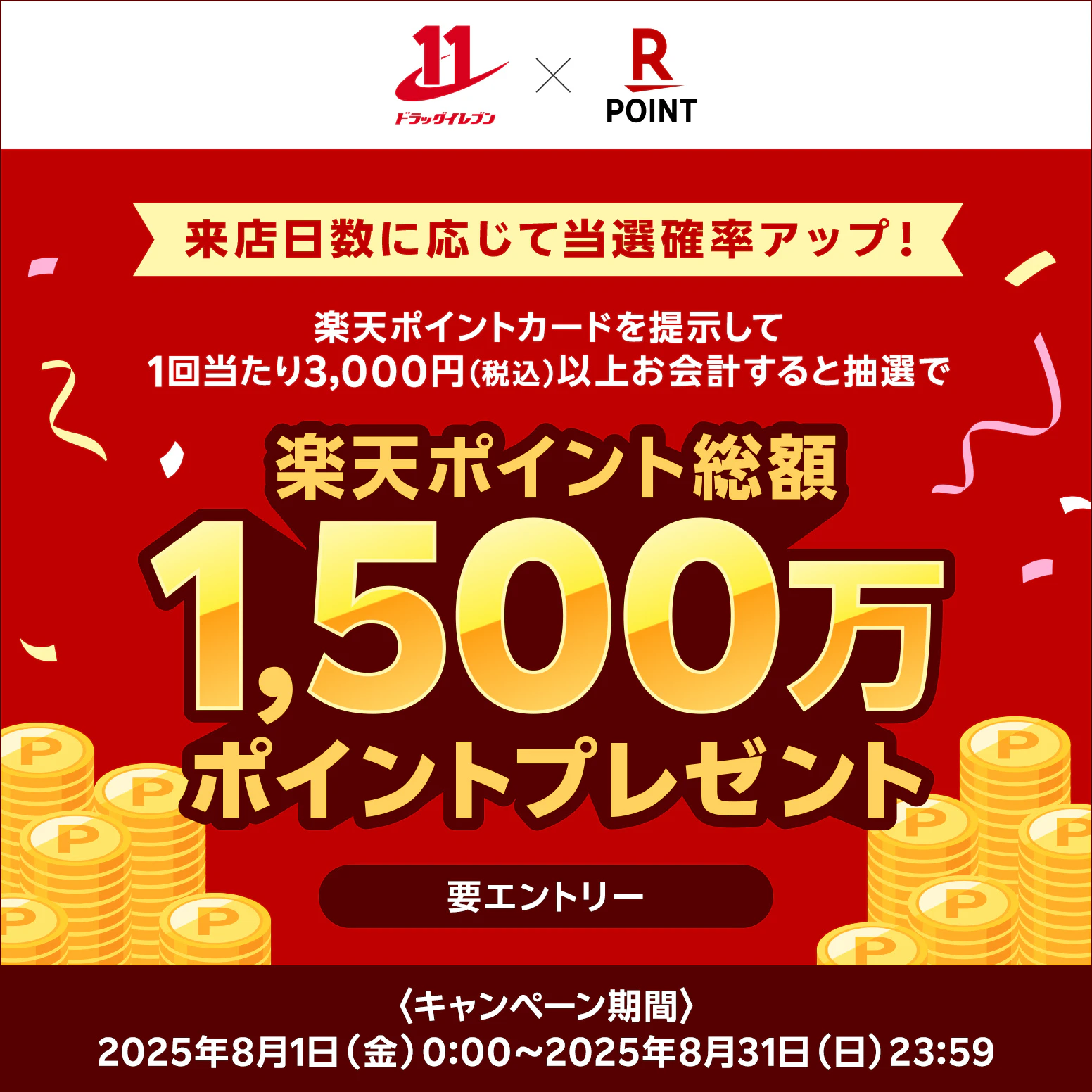 【要エントリー】楽天ポイント総額1,500万ポイントプレゼントキャンペーン