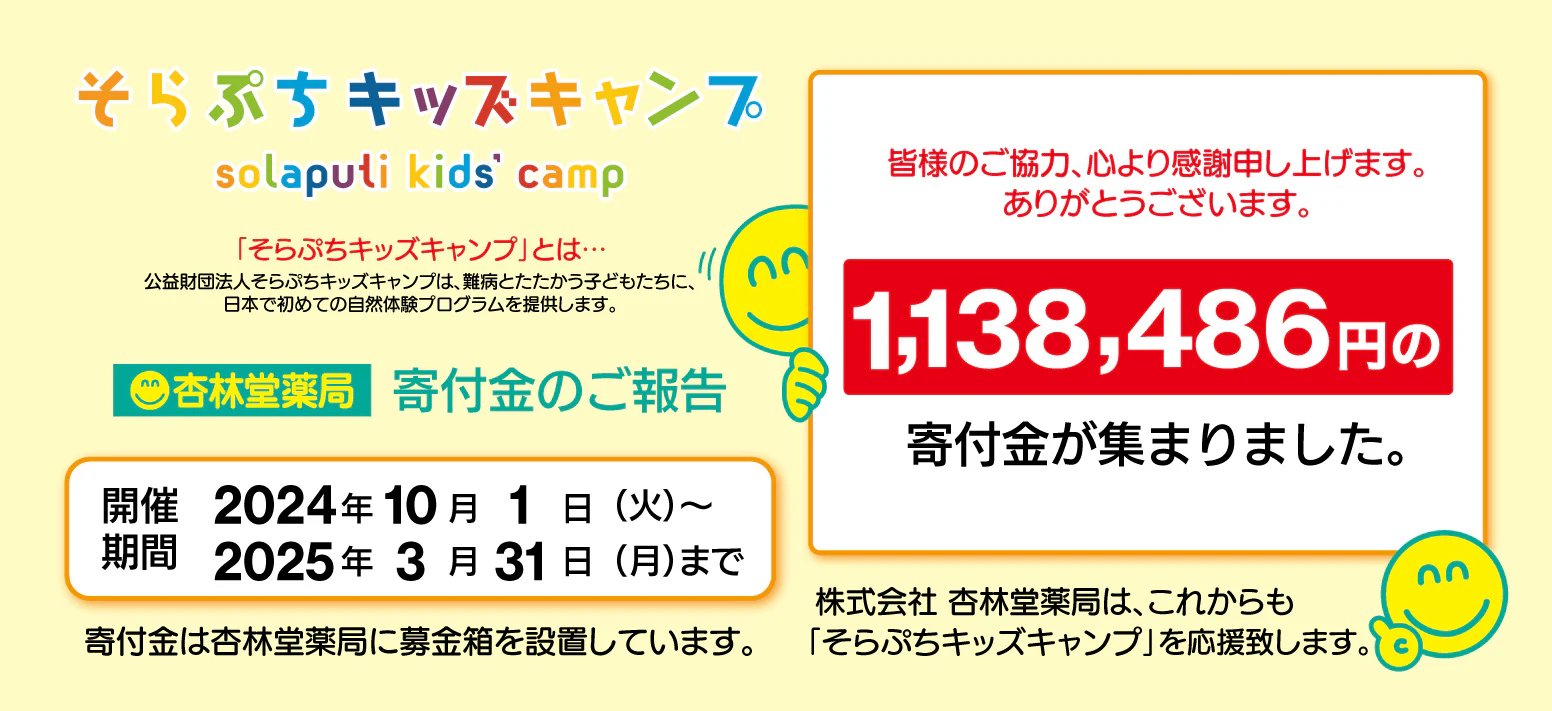 そらぷちキッズキャンプ 寄付金のご報告