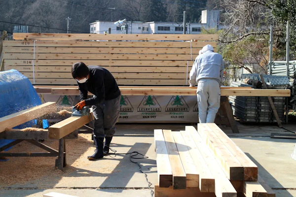 小屋組み墨付け