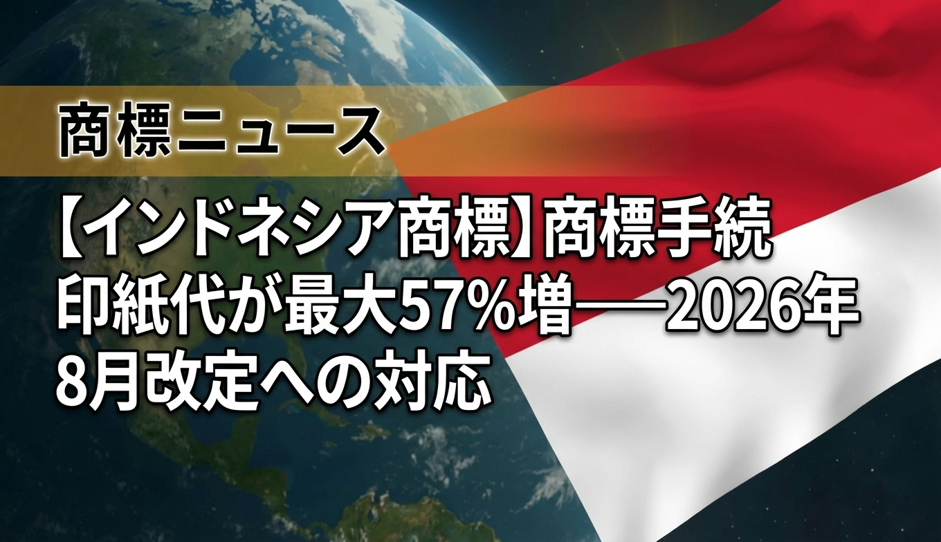 【インドネシア商標】商標手続印紙代が最大57%増——2026年8月改定への対応