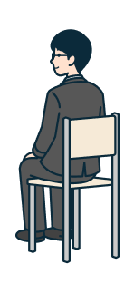 その他社員（男性）の座位背面斜め