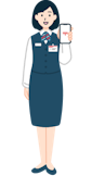 スマホを持った窓口社員（女性）の全身3