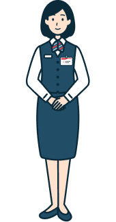 手を組んだ窓口社員（女性）の全身