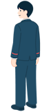 窓口社員（男性）の全身背面斜め