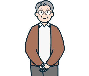 手を組んだ高齢のお客さま（男性）