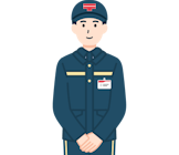 手を組んだ集配社員（男性）