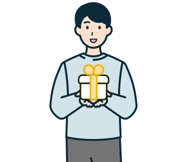 プレゼントを持ったお客さま（男性）