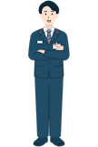 腕を組んだ窓口社員（男性）の全身
