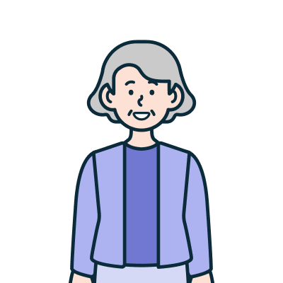 笑顔のお年寄りのお客さま（女性）のイラスト