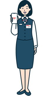 スマホを持った窓口社員（女性）の全身2