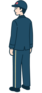 集配社員（男性）の全身背面斜め