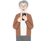 スマホを持った高齢のお客さま（男性）