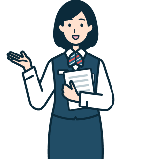 書類を持ち案内する窓口社員（女性）