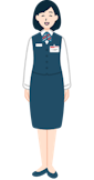 笑顔の窓口社員（女性）の全身