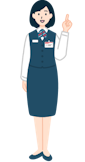 指差しする窓口社員（女性）の全身3