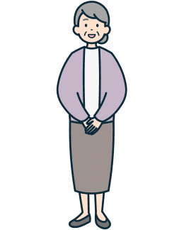 手を組んだ高齢のお客さま（女性）の全身