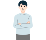 腕を組んだ困り顔のお客さま（男性）