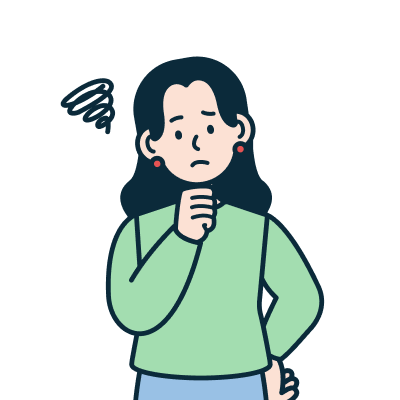 考えているお客さま（女性）のイラスト