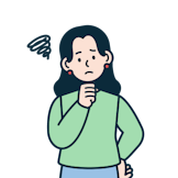 考えているお客さま（女性）のイラスト