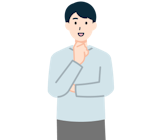 顎に手を当てたお客さま（男性）