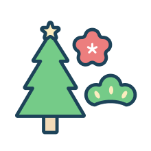 クリスマスツリーと植物